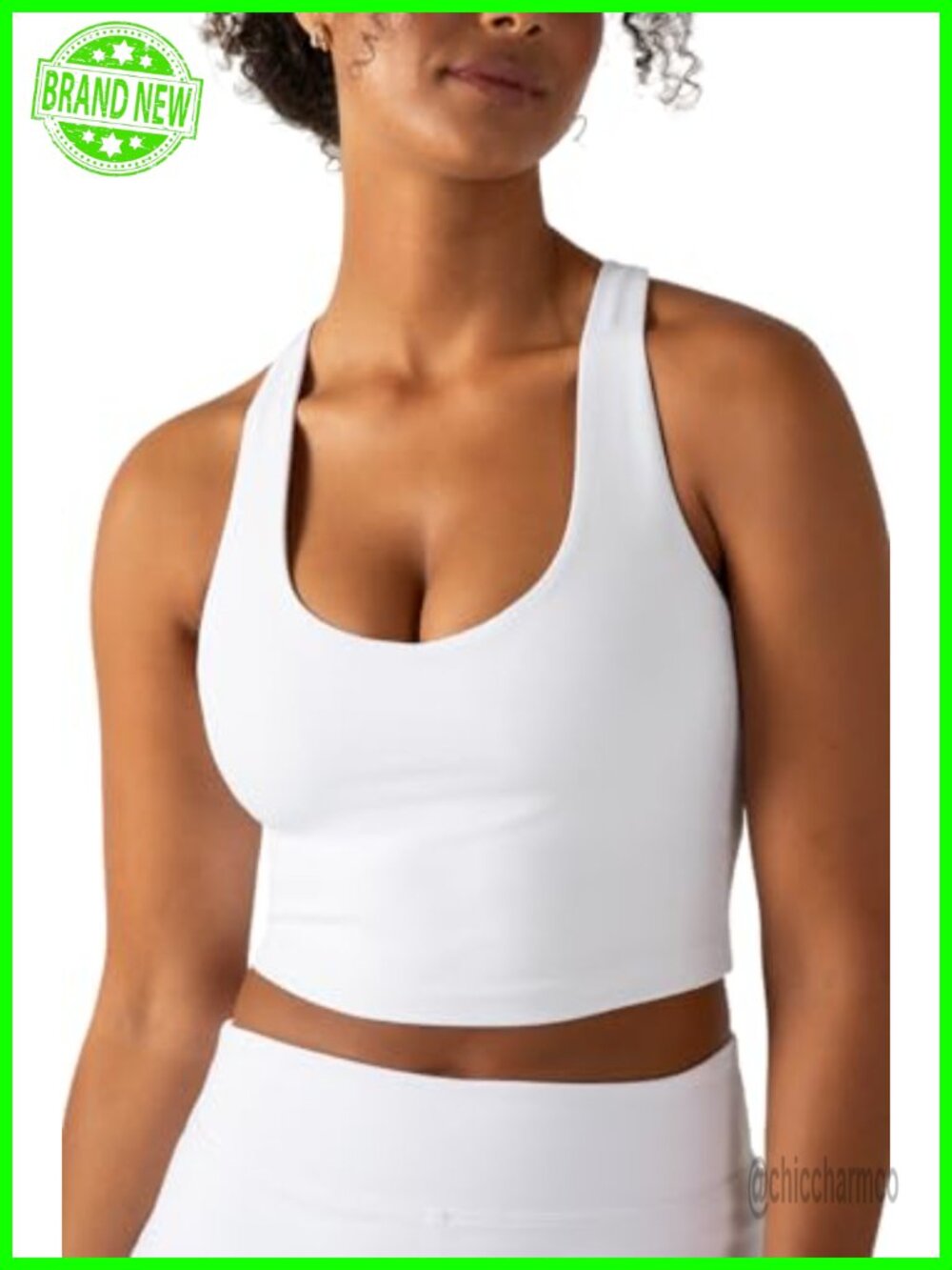 Women's Tank Top with Built-in Bra, Racerback Yoga Longline